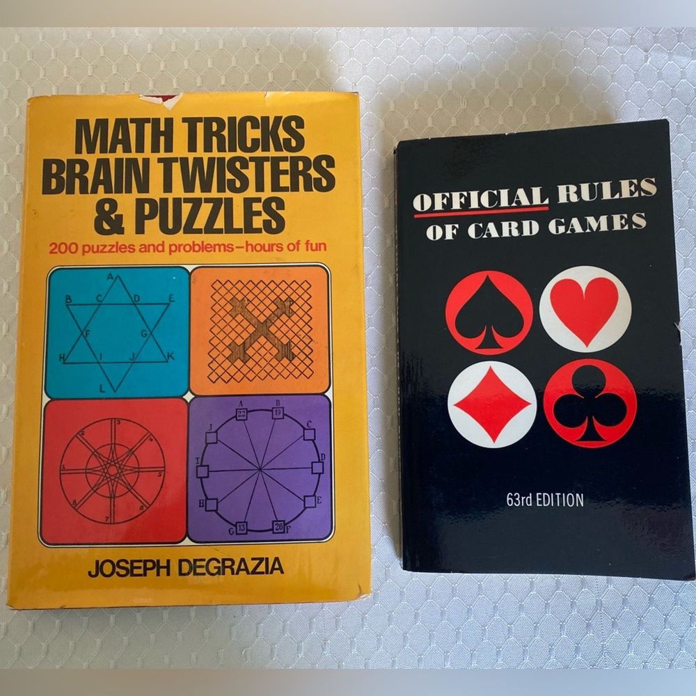 2 Game Books - Tricks, Brain Twisters & Puzzles AND Official Rules Of Card Games